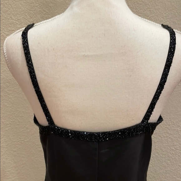 Vintage Silk Voltre Nom Black Sheath Dress with Beaded Neckline and Straps - Picture 5 of 7